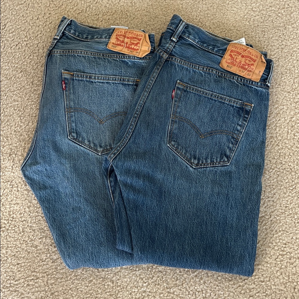 2 Pairs! Levi’s Men’s 501 Button Fly Jeans